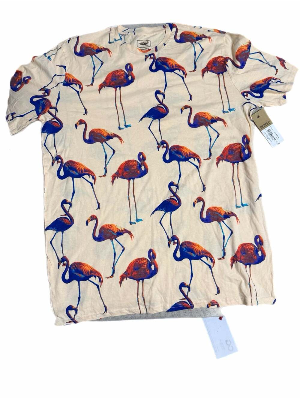 NWT The foundry Supply Co  Viscose Short Sleeve vibrant Flamingo Tee XXL